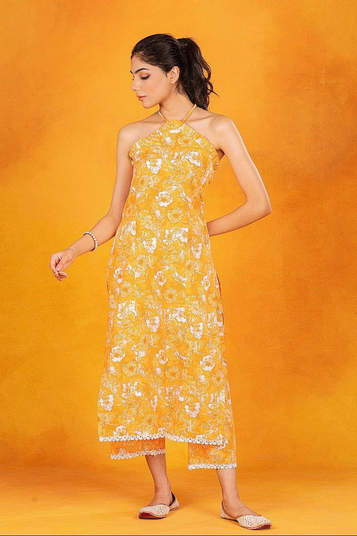 Orange Halter Kurta & Palazzo (Set of 2)