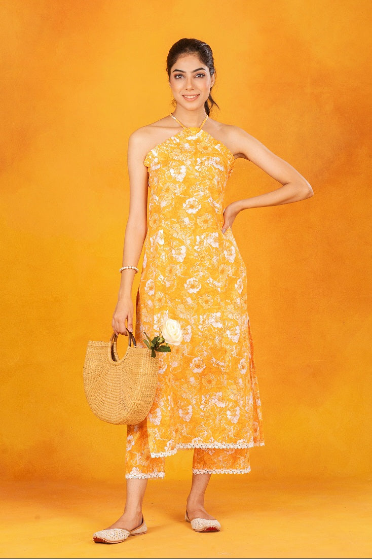 Orange Halter Kurta & Palazzo (Set of 2)