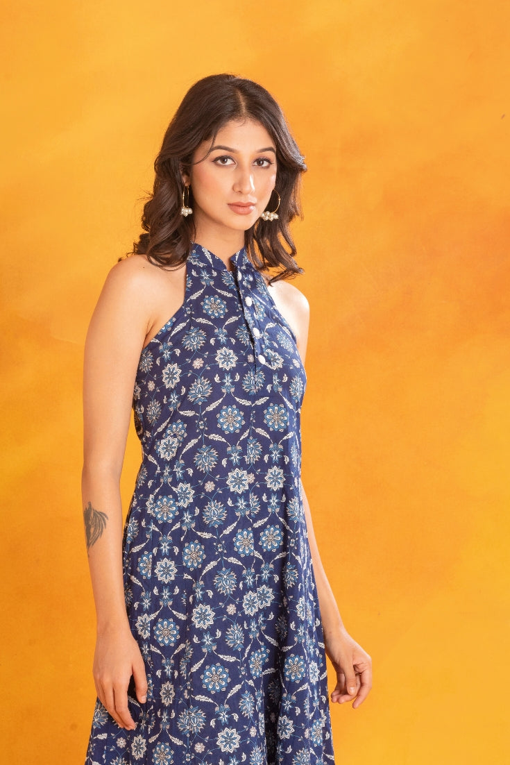 Indigo Halter Neck Kurta (Set of 3)