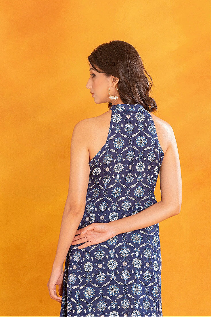 Indigo Halter Neck Kurta (Set of 3)