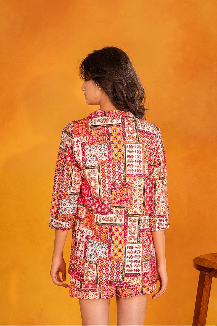 Pink & White Cotton Printed Co-ord Set