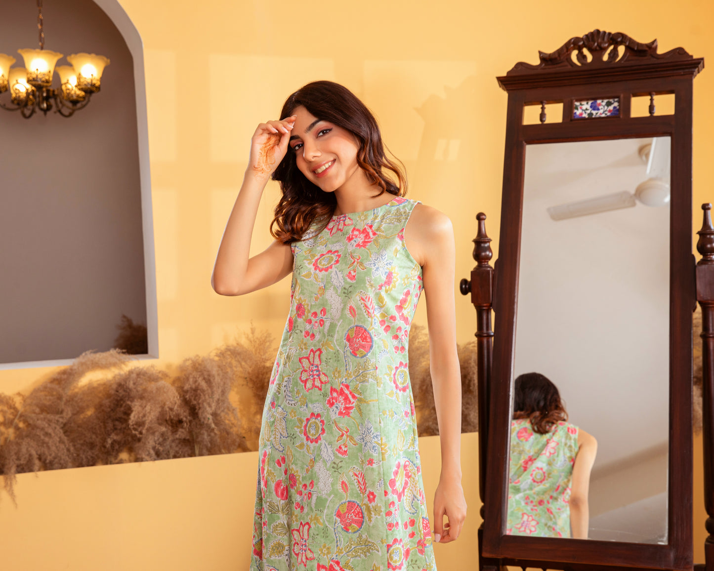 Pastel Green Cotton Suit (Set of 3)