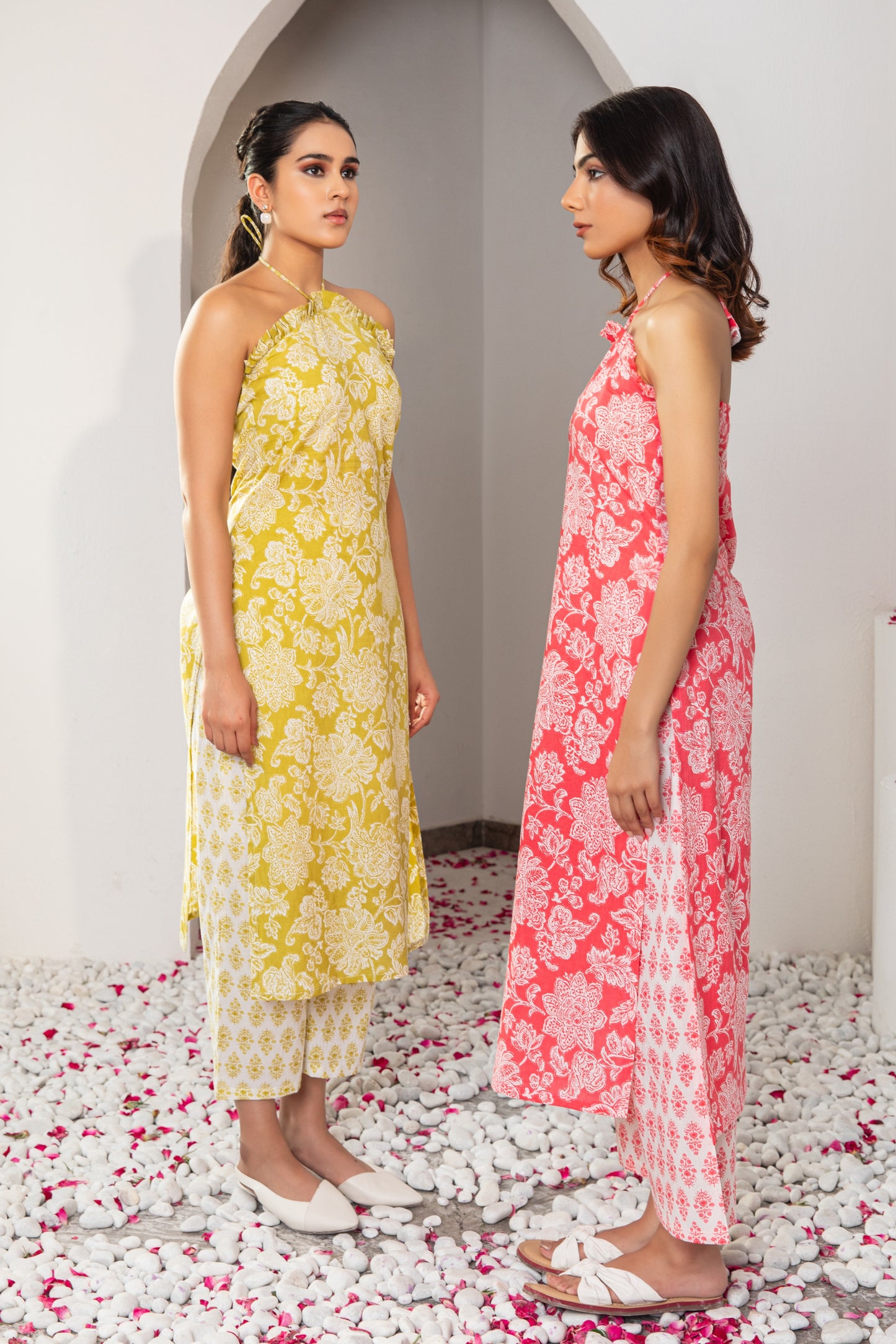 Green Halter Neck Kurta & Palazzo (Set of 2)