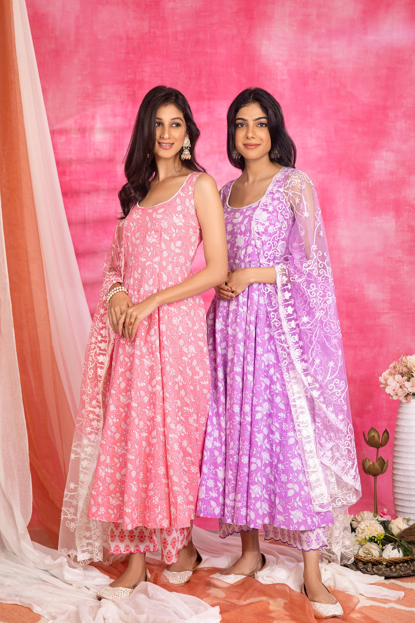 Cotton Printed Lilac Suit (Set of 3)