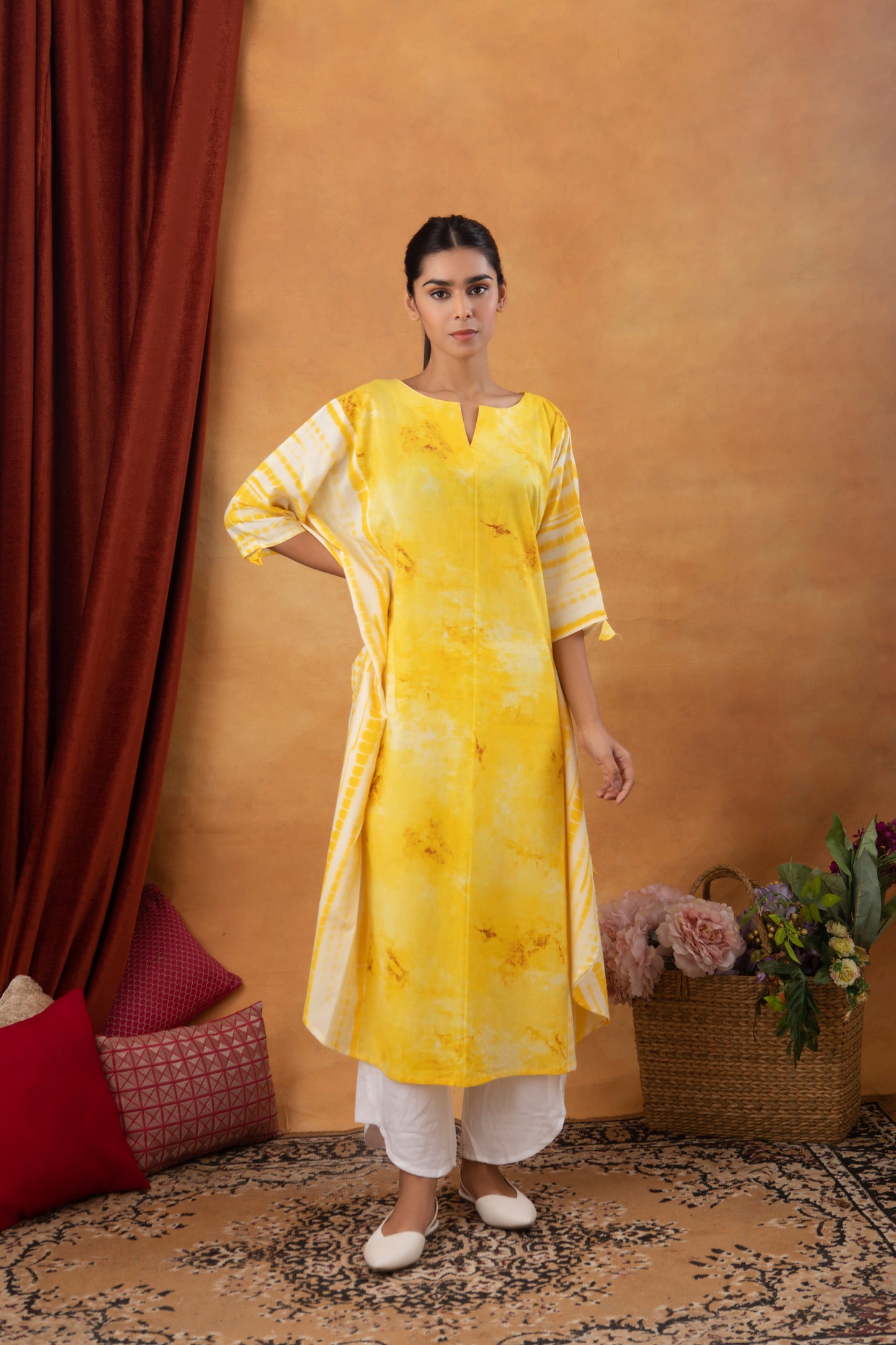 Tie & Dye Yellow Kaftan