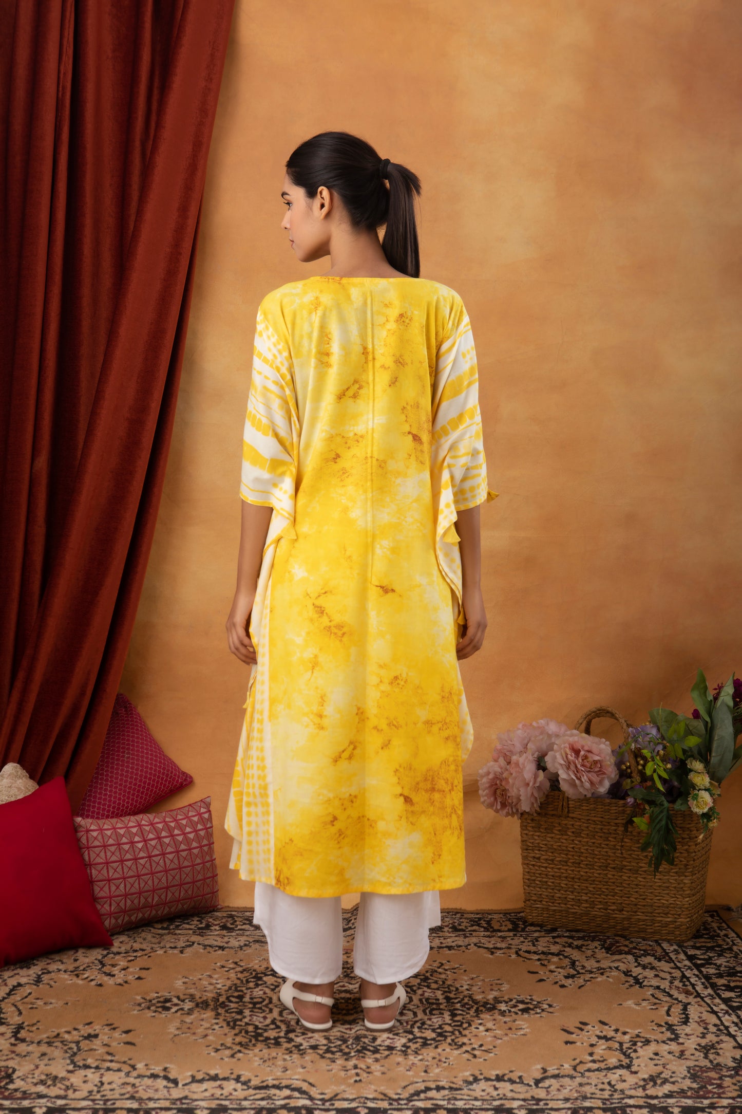 Tie & Dye Yellow Kaftan