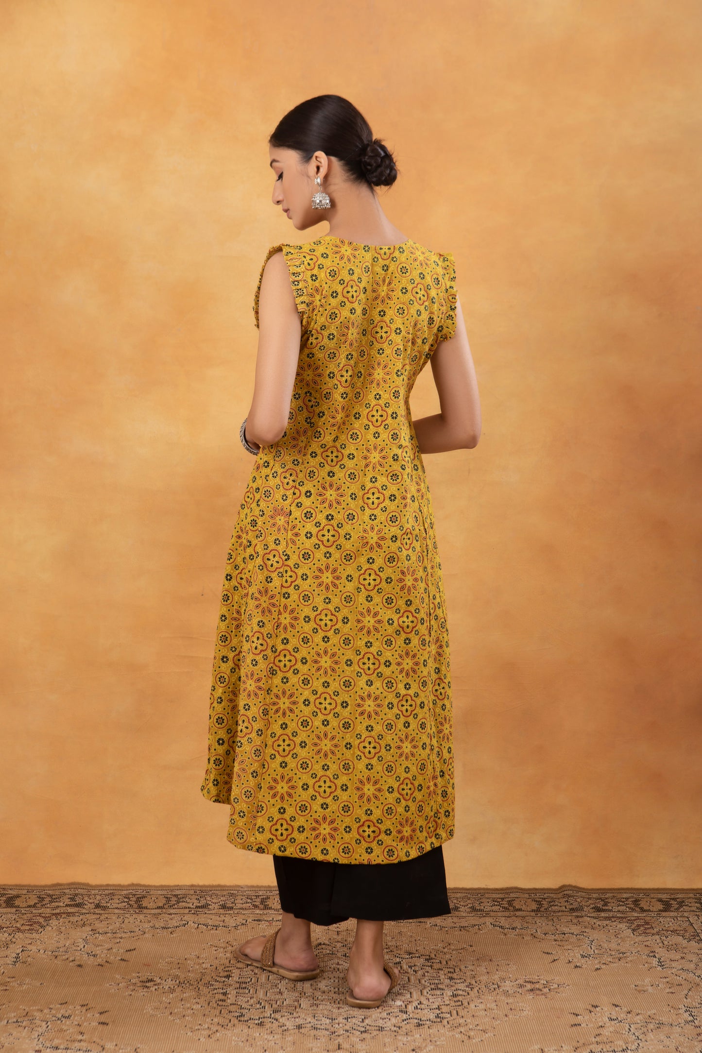 Lemon Ajrakh Printed Kurta with Palazzo (Set of 2)