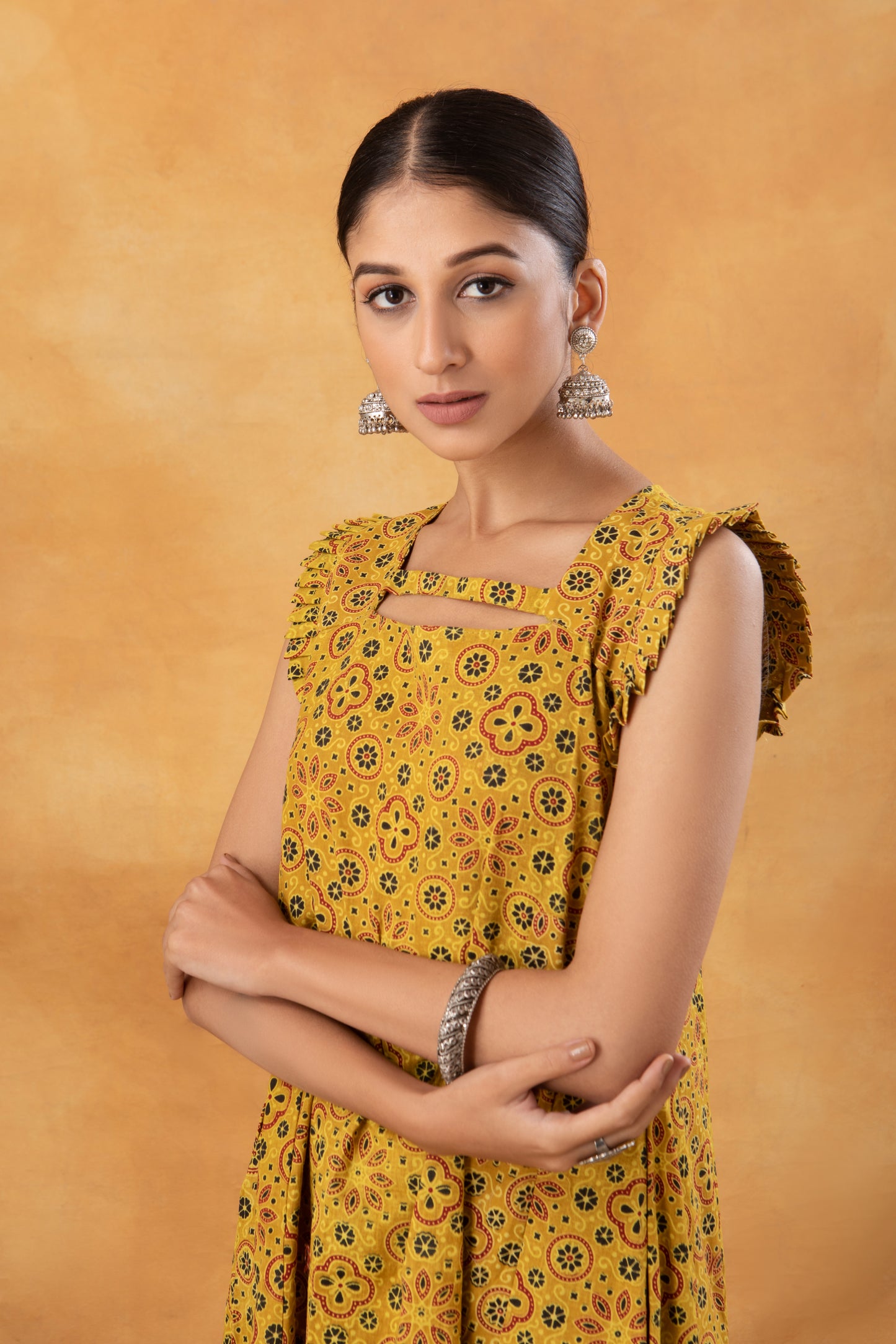 Lemon Ajrakh Printed Kurta with Palazzo (Set of 2)