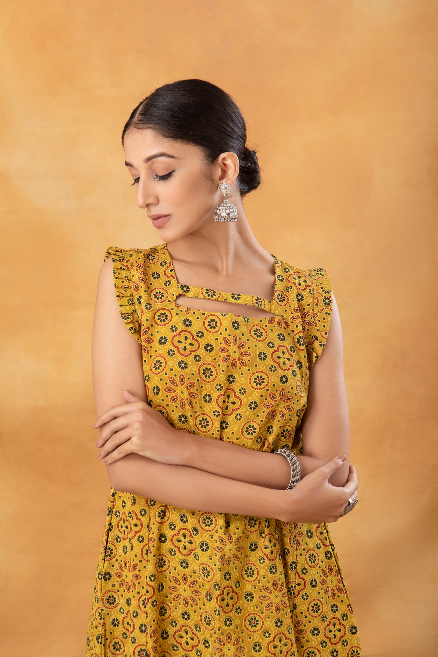 Lemon Ajrakh Printed Kurta with Palazzo (Set of 2)