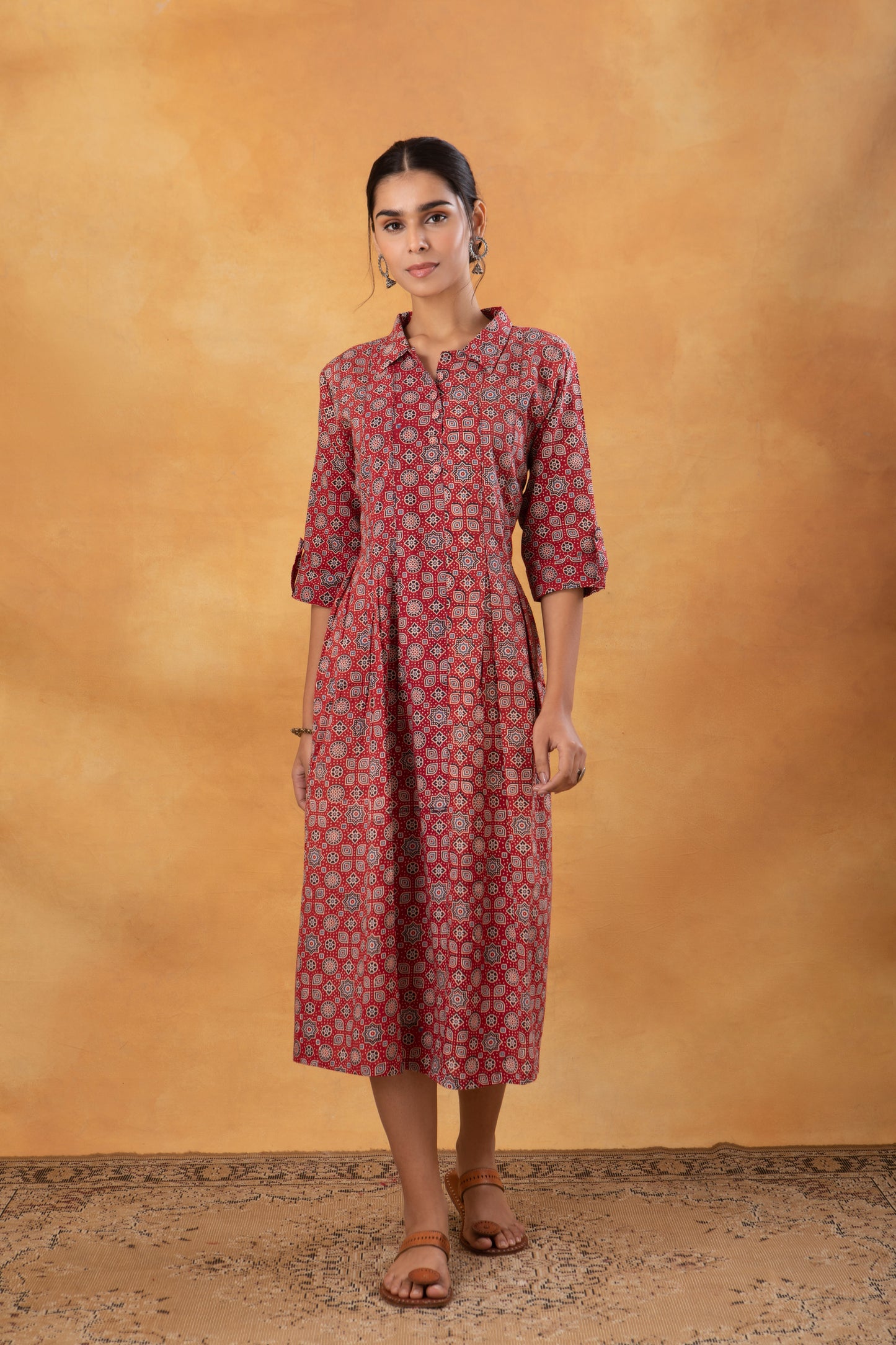 Maroon Naturally Dyed Ajrakh Dress
