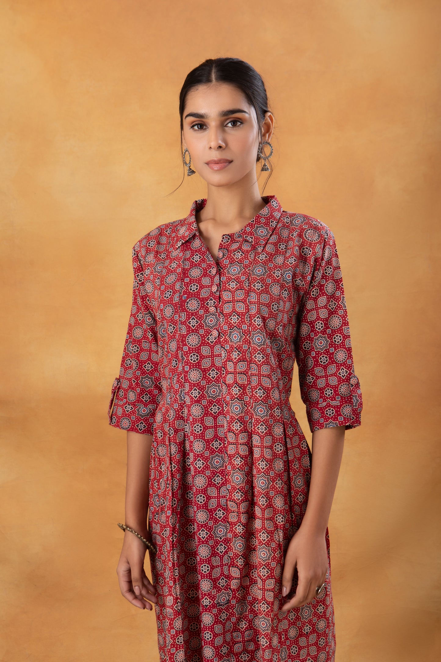 Maroon Naturally Dyed Ajrakh Dress