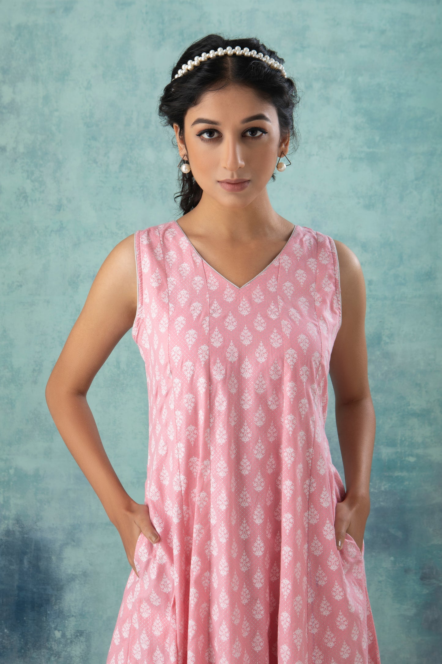 Pink Handblock Printed Cotton Dress