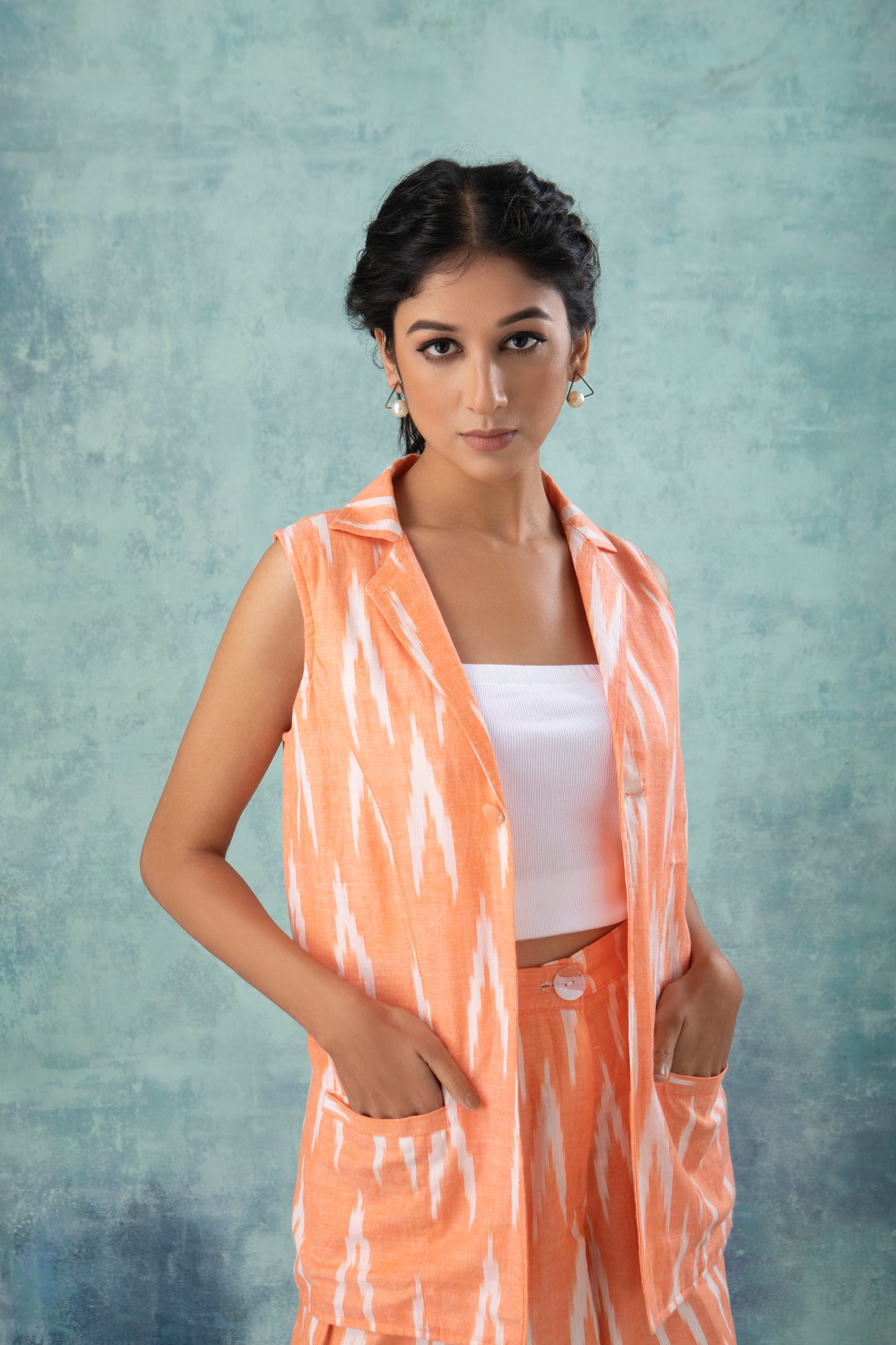 Peach Ikat Co-ord Set