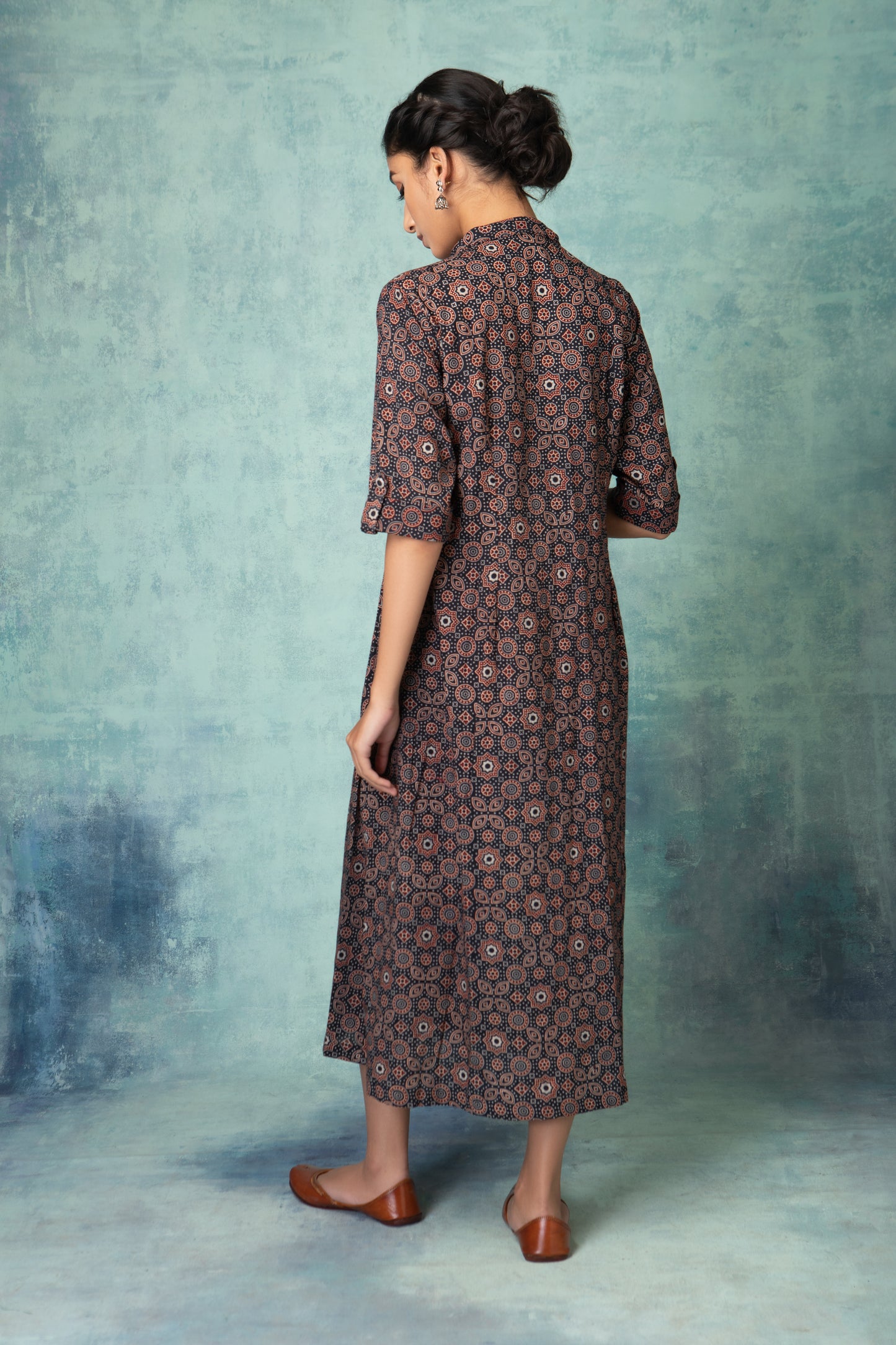Naturally Dyed Black Ajrakh Dress