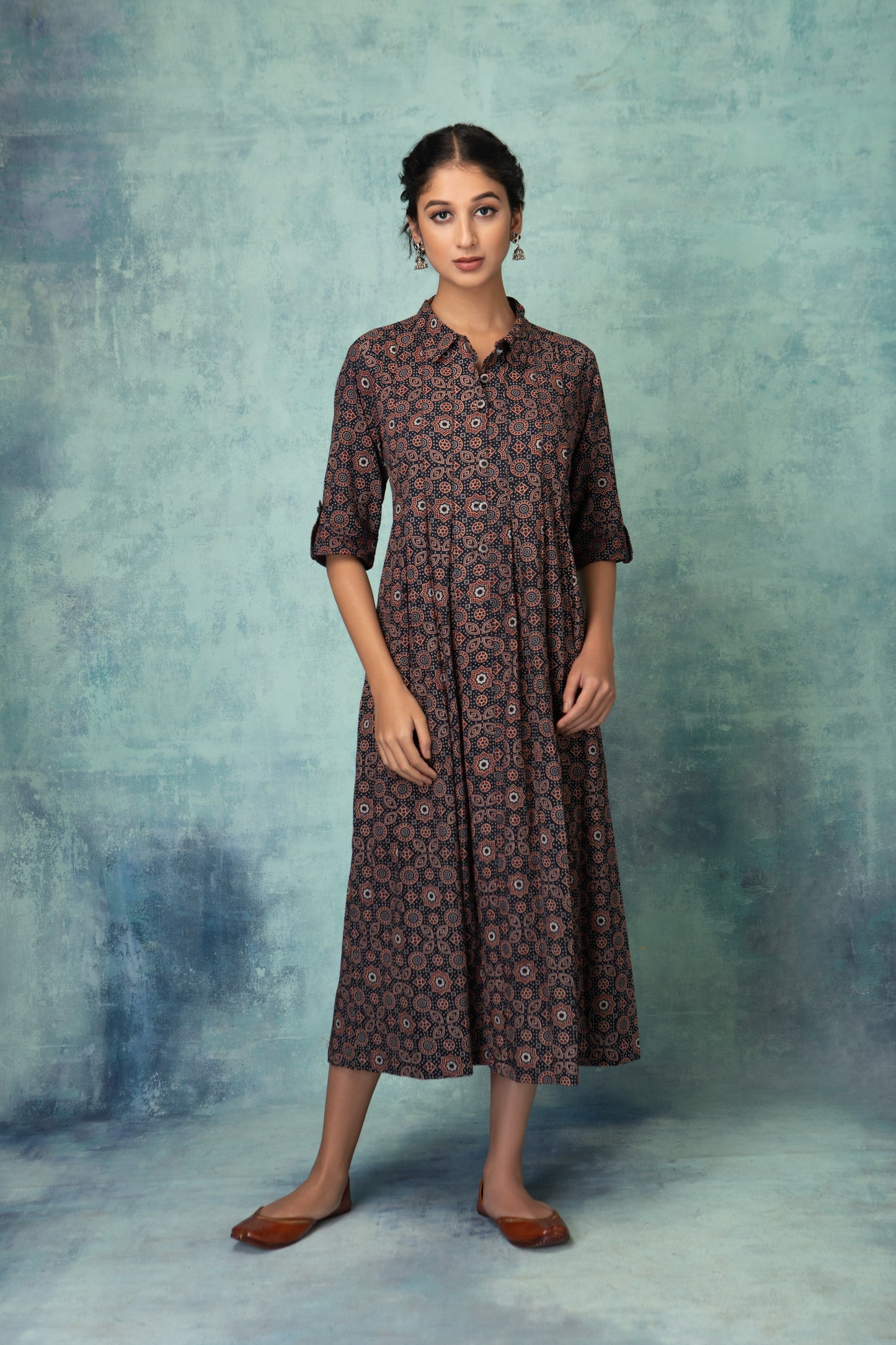 Naturally Dyed Black Ajrakh Dress