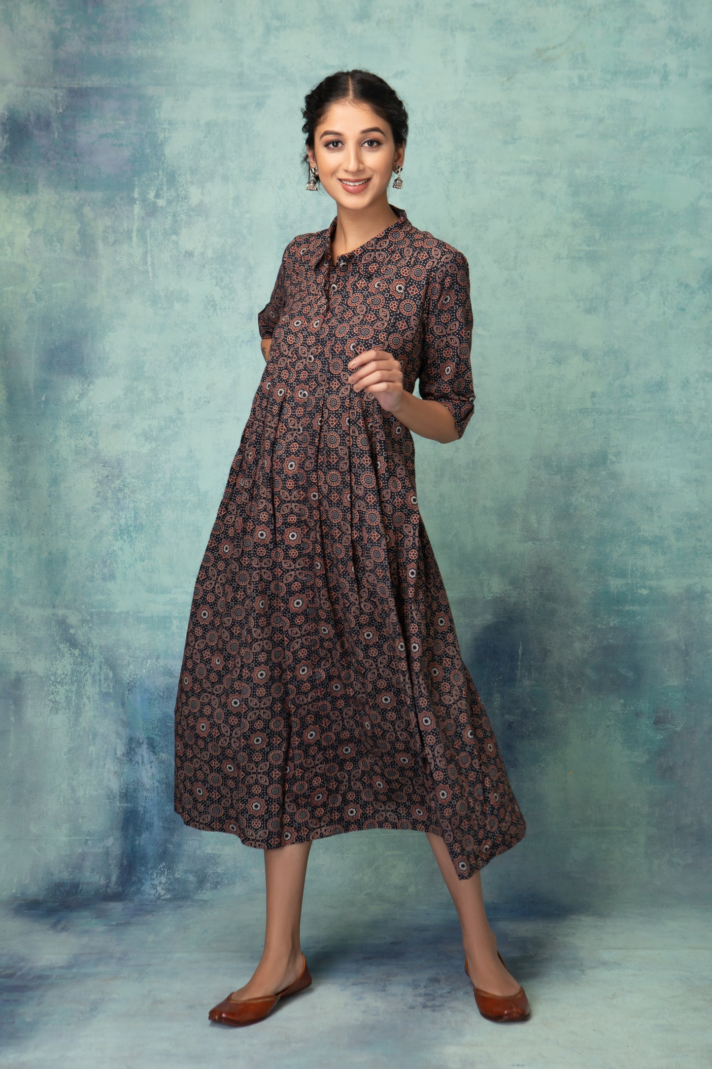 Naturally Dyed Black Ajrakh Dress