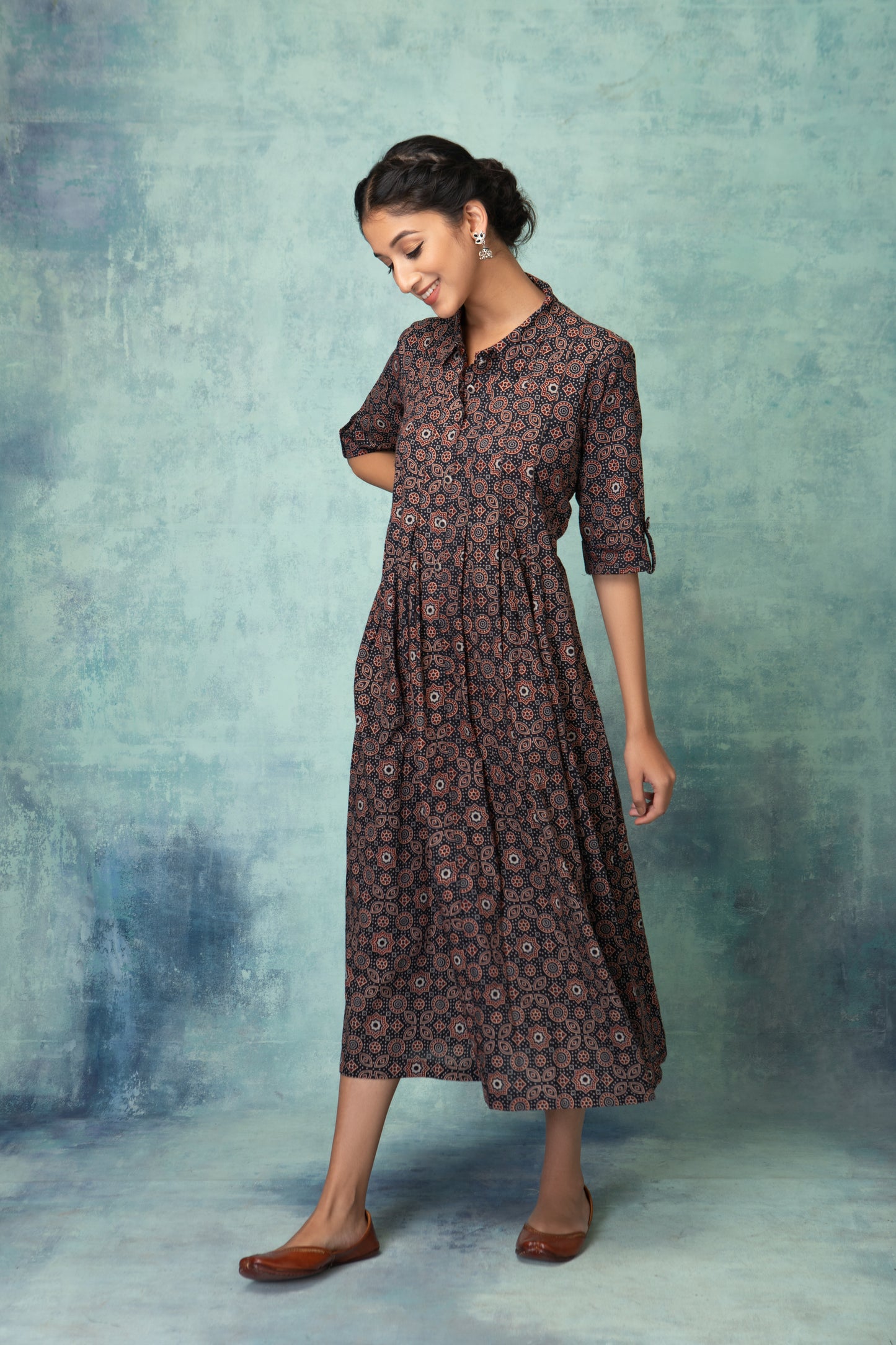 Naturally Dyed Black Ajrakh Dress