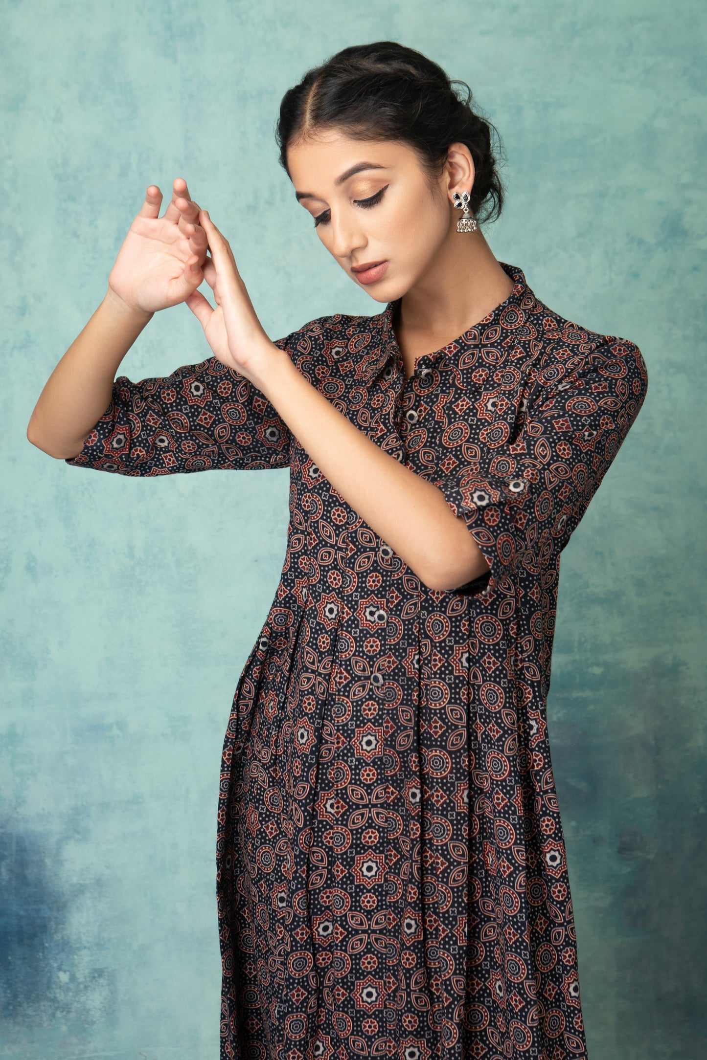 Naturally Dyed Black Ajrakh Dress