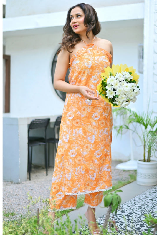 Orange Halter Kurta & Palazzo (Set of 2)