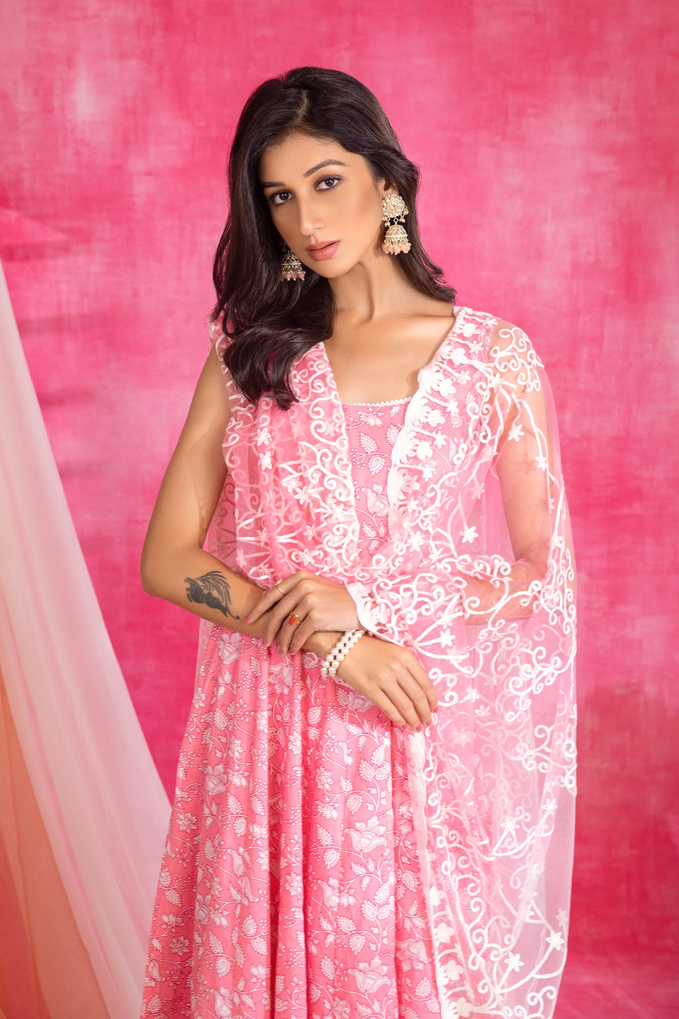 Cotton Printed Pink Suit (Set of 3)