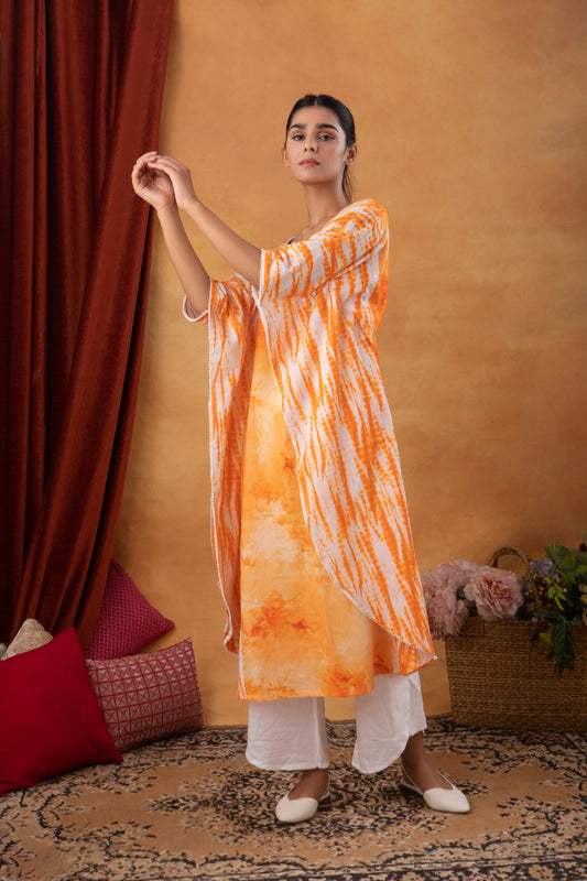 Tie & Dye Orange Kaftan