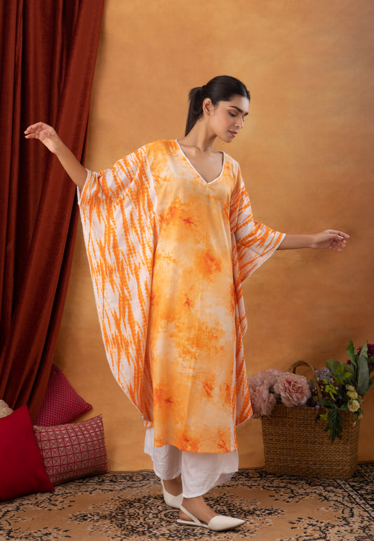 Tie & Dye Orange Kaftan