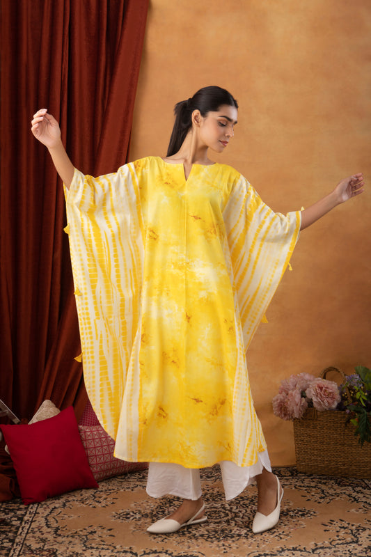 Tie & Dye Yellow Kaftan